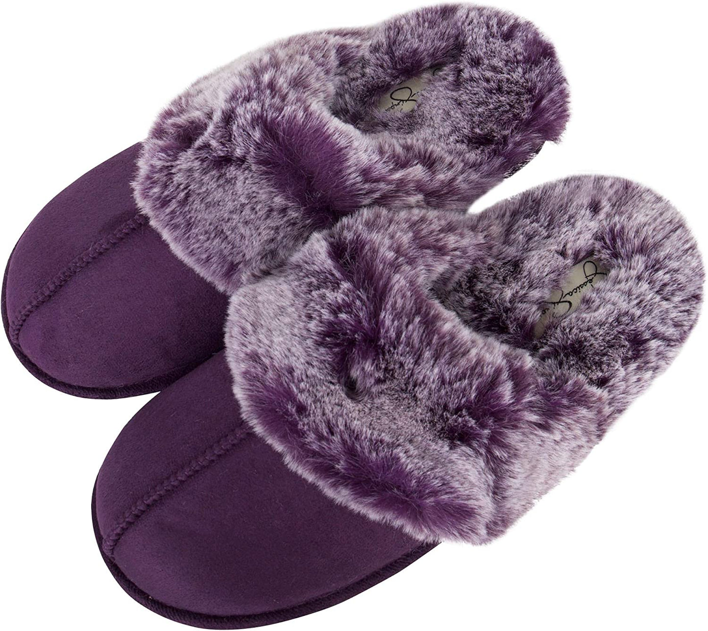 Women'S Comfy Faux Fur House Slipper Scuff Memory Foam Slip on Anti-Skid Sole