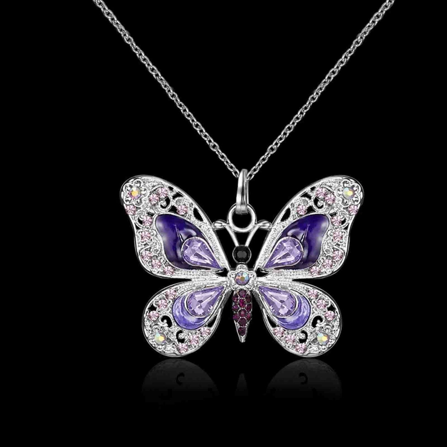 Mothers Day Gifts, Butterfly Necklace, Opal Jewelry Pendant Necklaces for Women, Silver Necklaces Gift for Women,Gift for Birthday Valentine'S Day