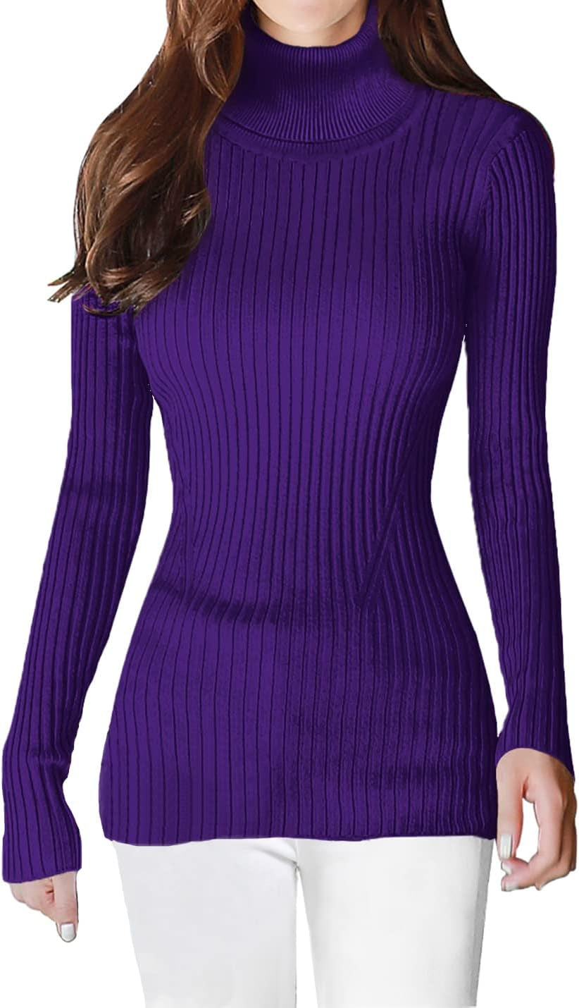 Mock Neck Ribbed Sweaters for Women Cute Sexy Knitted Warm Fitted Fashion Pullover Sweater